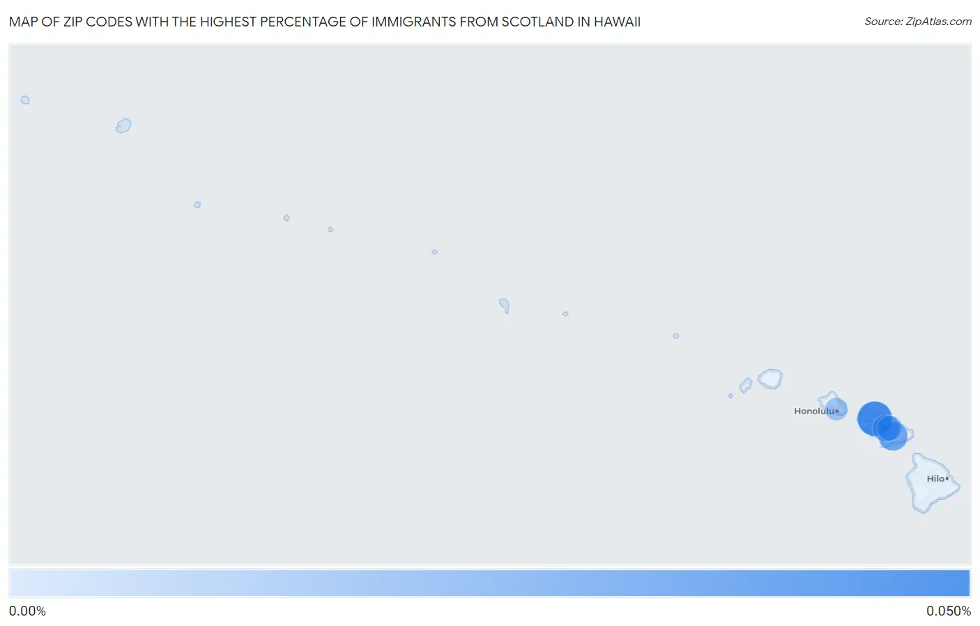 Zip Codes with the Highest Percentage of Immigrants from Scotland in Hawaii Map