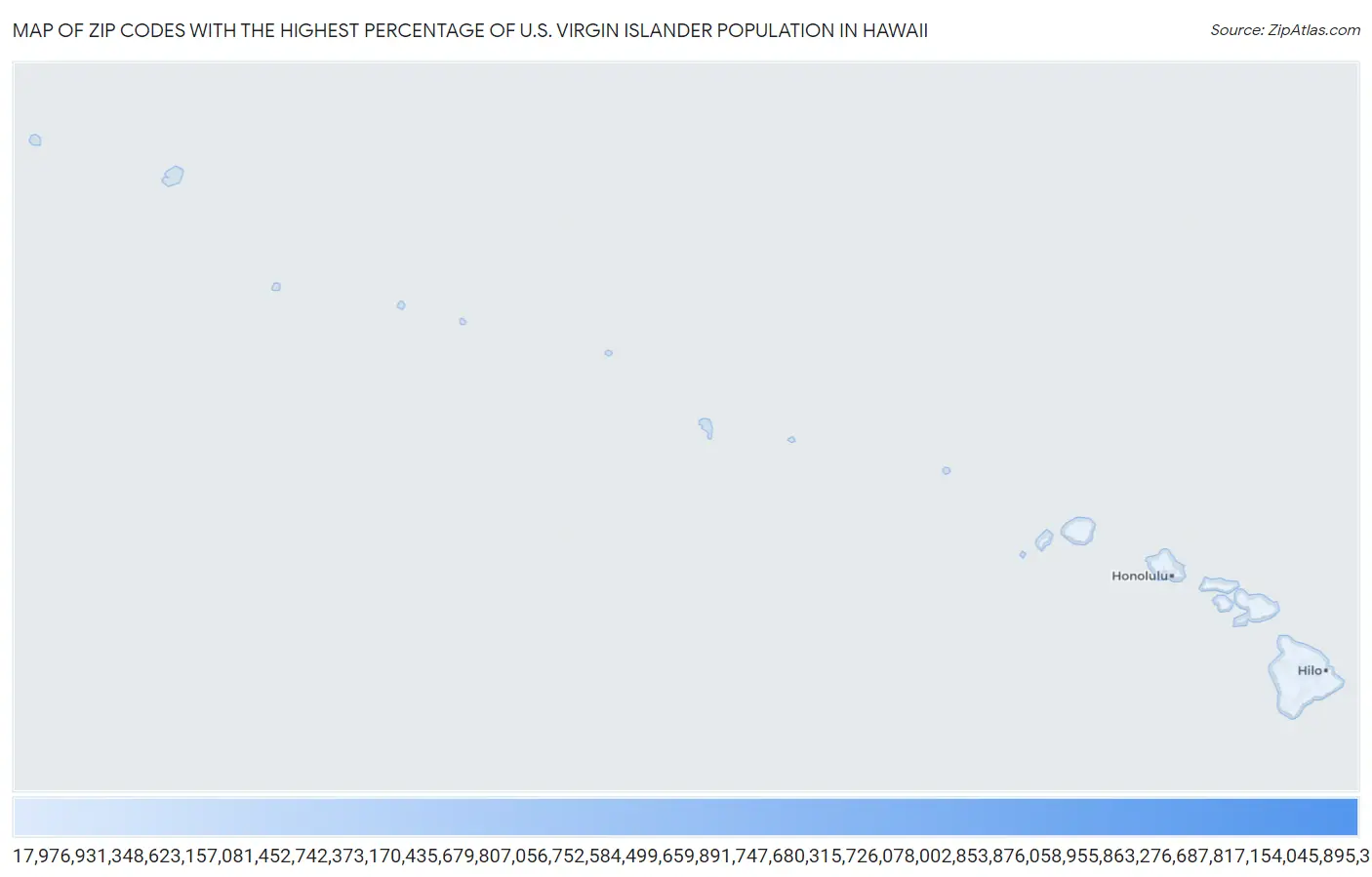 Zip Codes with the Highest Percentage of U.S. Virgin Islander Population in Hawaii Map