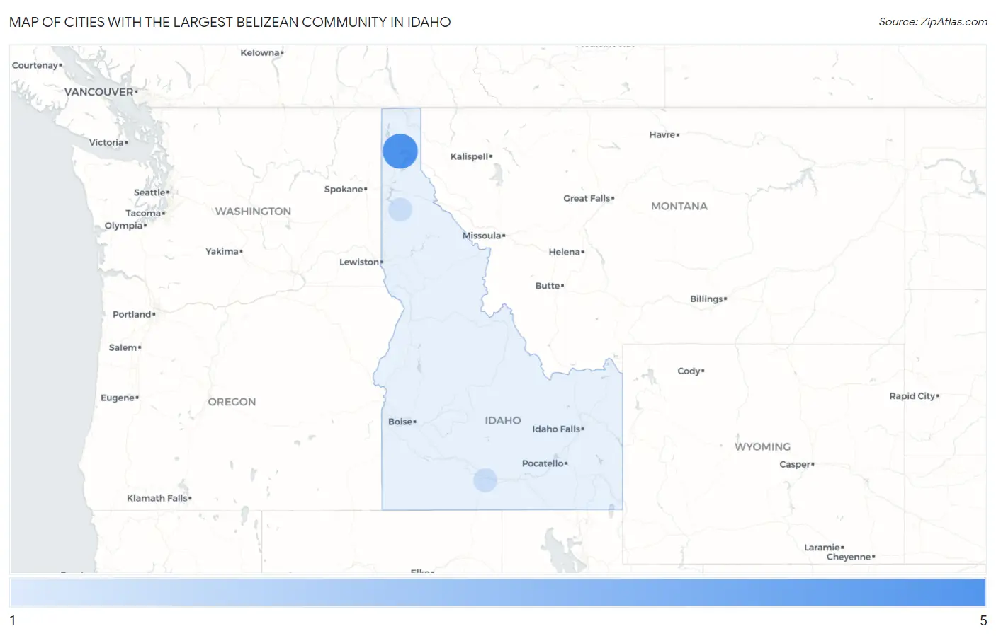 Cities with the Largest Belizean Community in Idaho Map