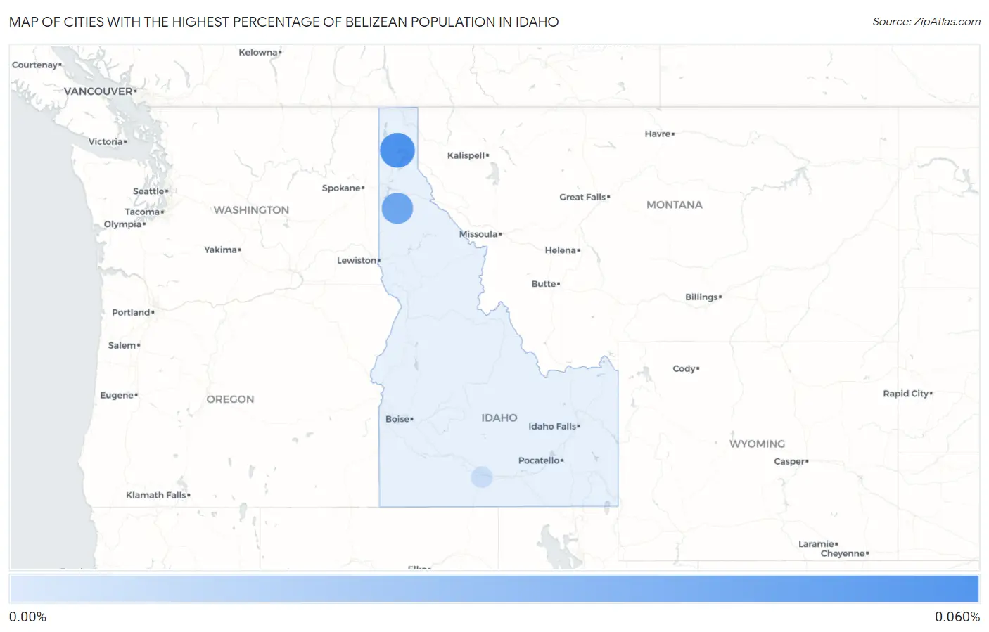 Cities with the Highest Percentage of Belizean Population in Idaho Map