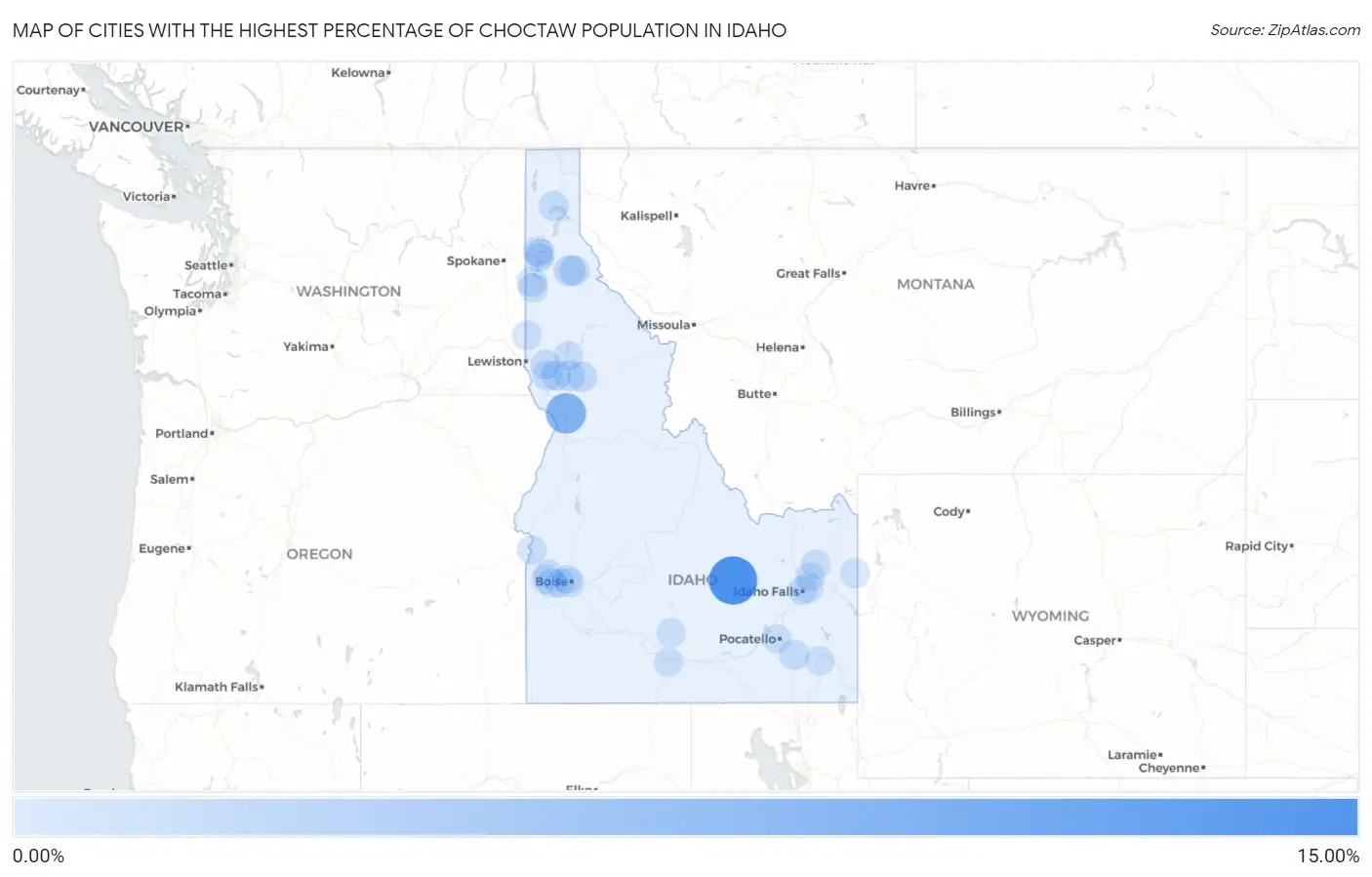 Cities with the Highest Percentage of Choctaw Population in Idaho Map