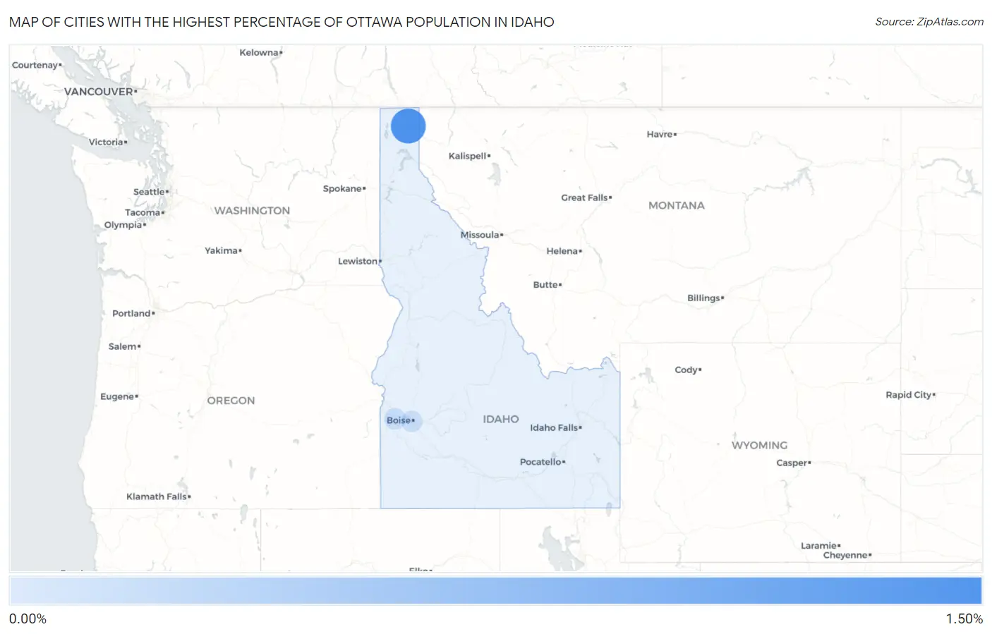 Cities with the Highest Percentage of Ottawa Population in Idaho Map