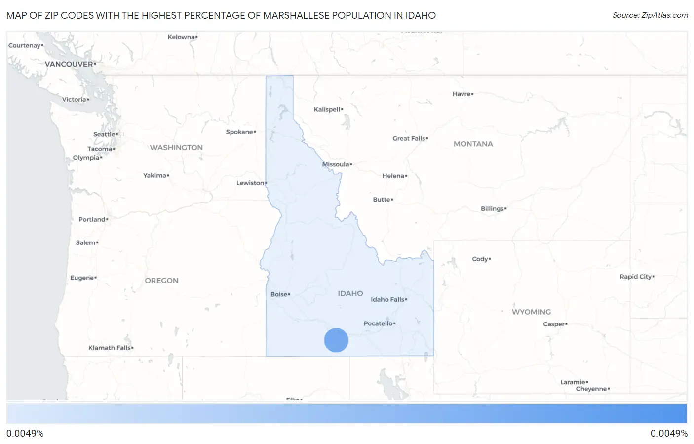 Zip Codes with the Highest Percentage of Marshallese Population in Idaho Map
