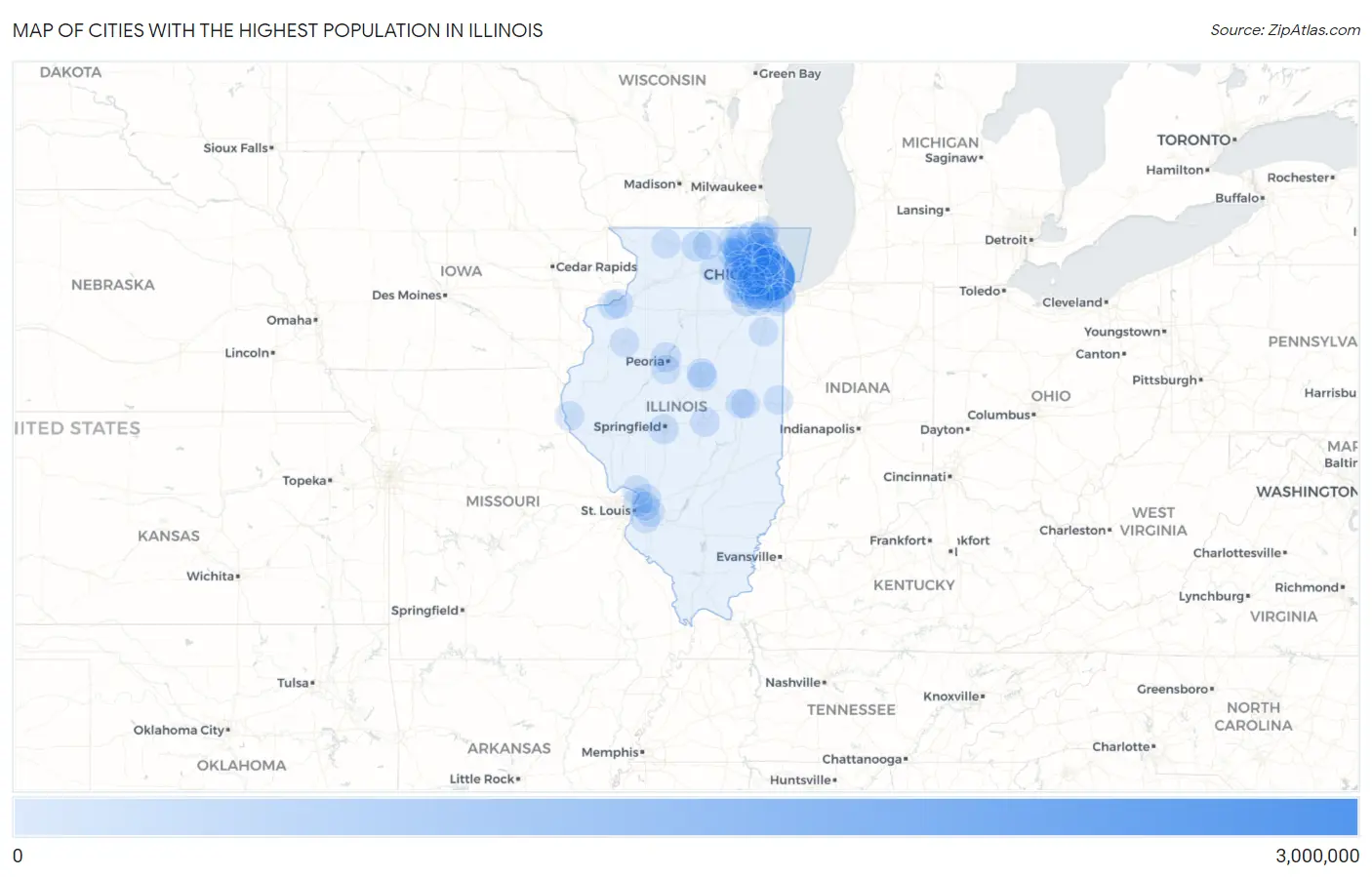 Cities with the Highest Population in Illinois Map