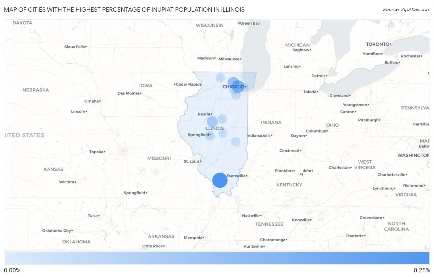 Cities with the Highest Percentage of Inupiat Population in Illinois Map