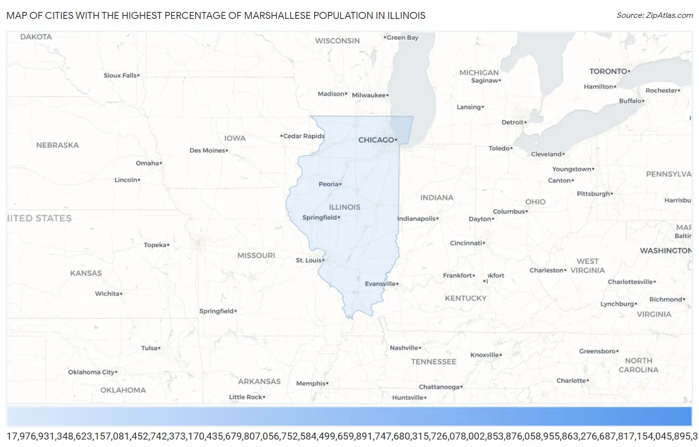 Cities with the Highest Percentage of Marshallese Population in Illinois Map