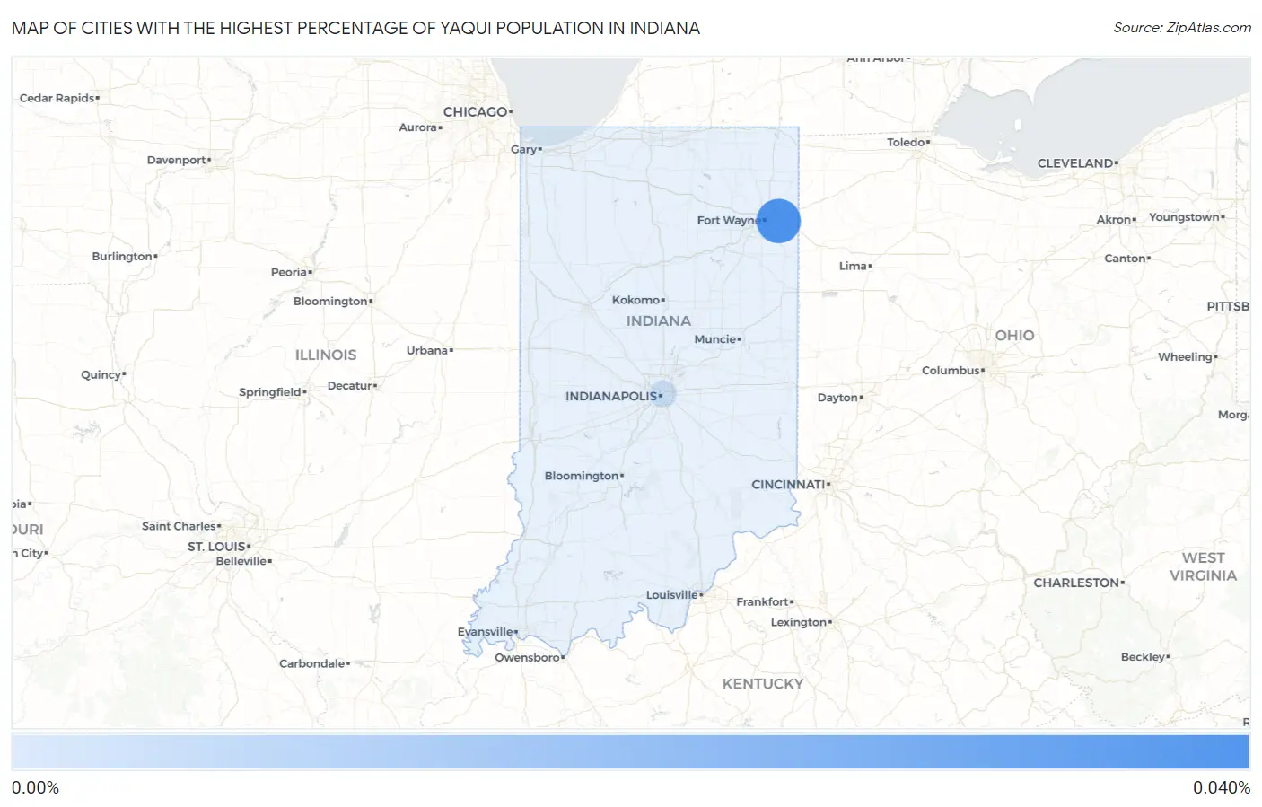 Cities with the Highest Percentage of Yaqui Population in Indiana Map