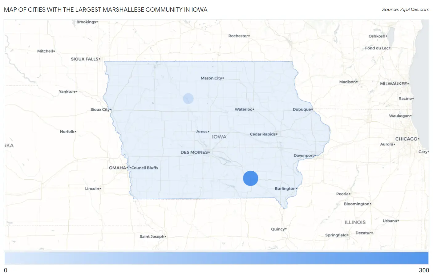 Cities with the Largest Marshallese Community in Iowa Map
