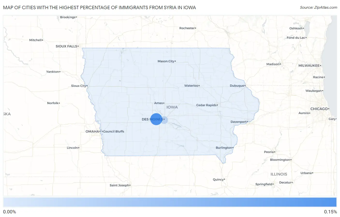 Cities with the Highest Percentage of Immigrants from Syria in Iowa Map