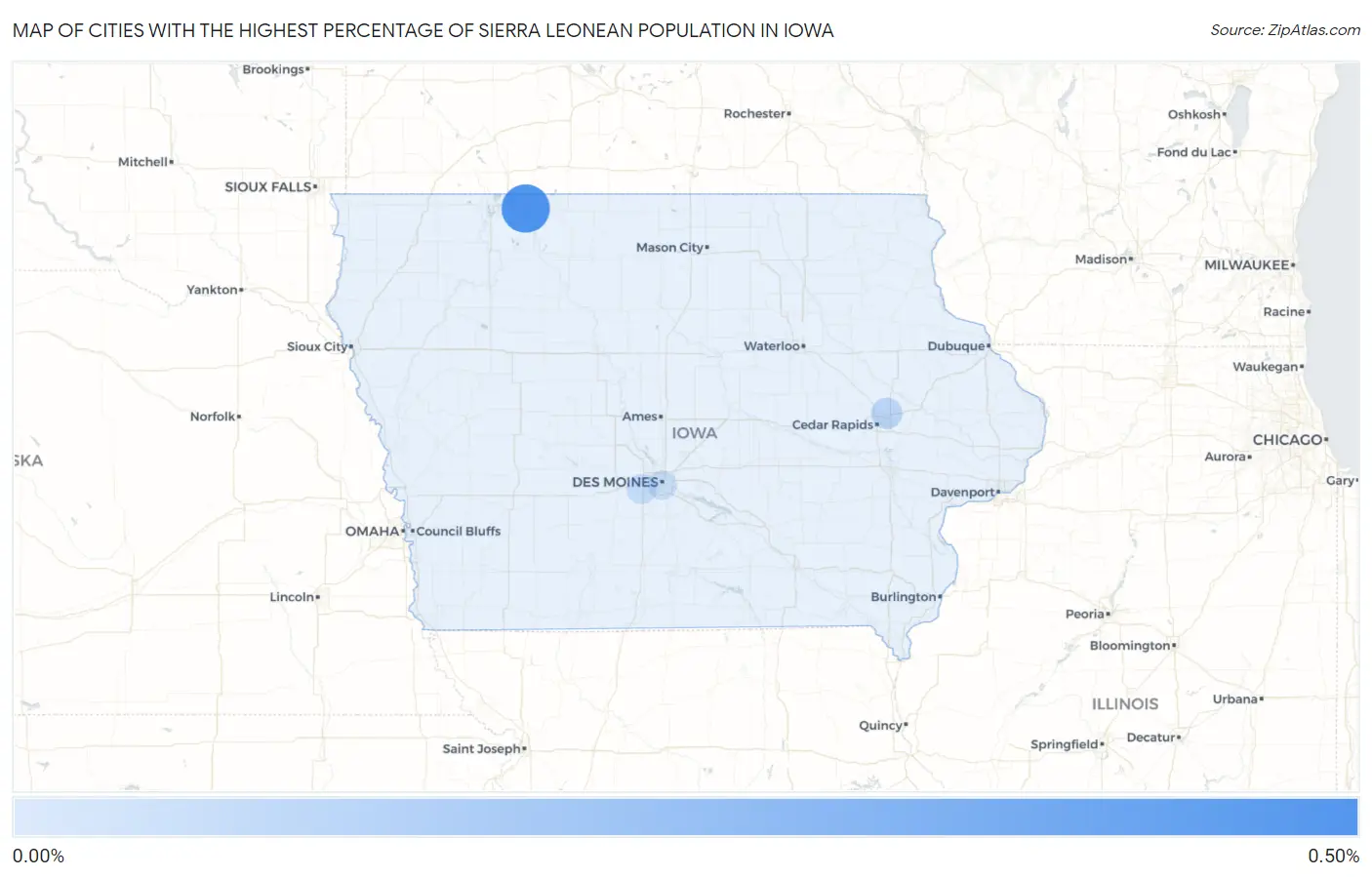 Cities with the Highest Percentage of Sierra Leonean Population in Iowa Map