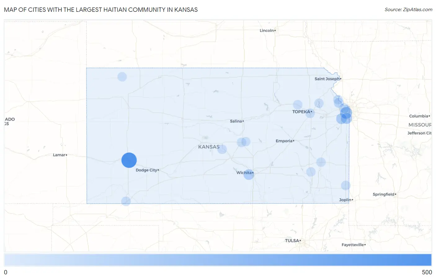 Cities with the Largest Haitian Community in Kansas Map