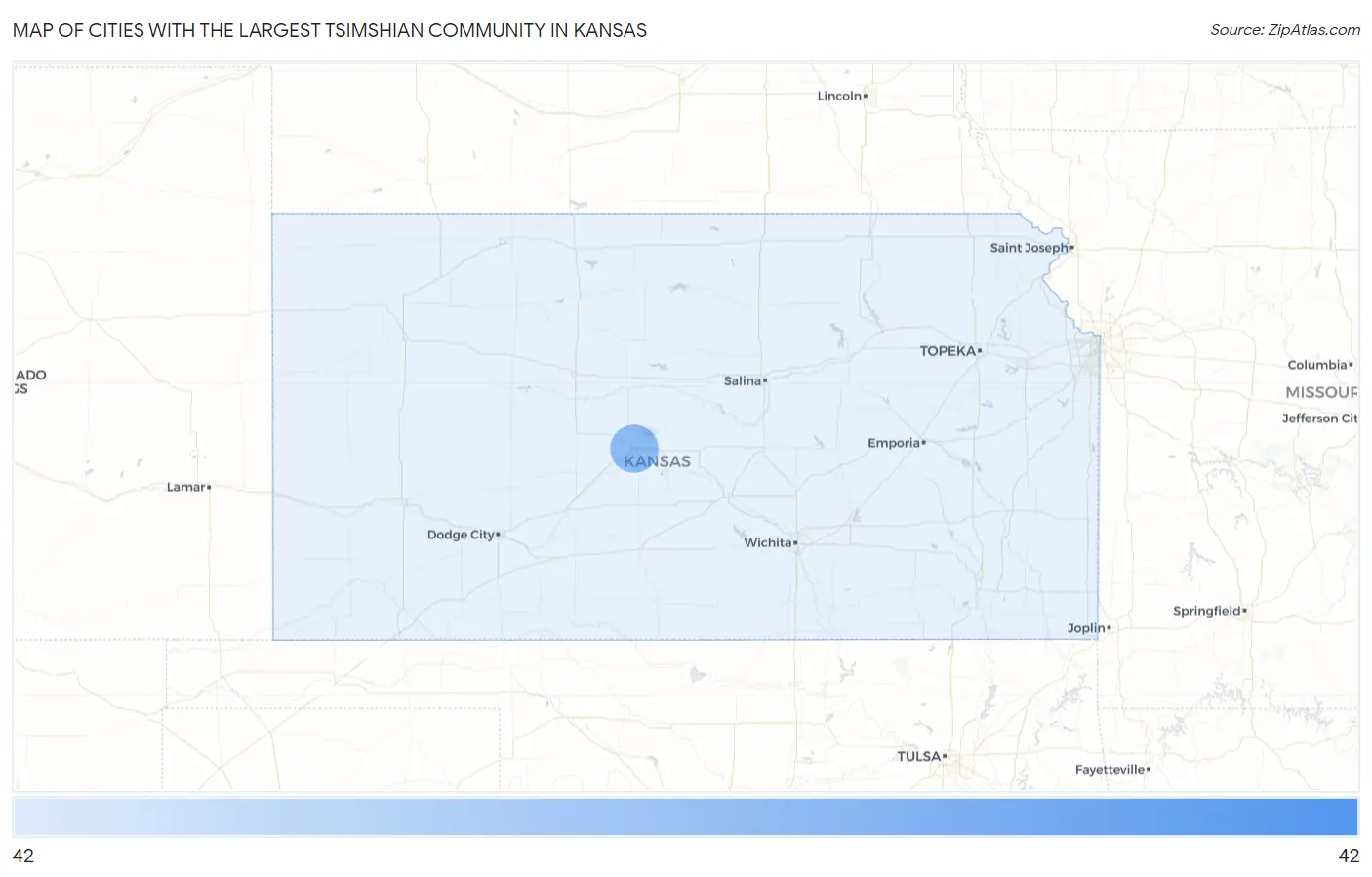 Cities with the Largest Tsimshian Community in Kansas Map