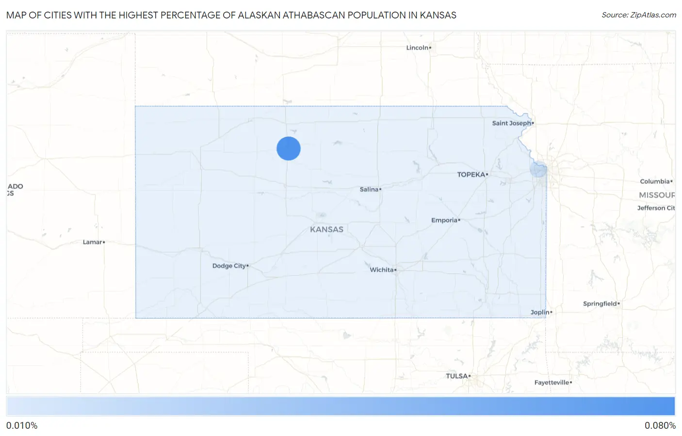 Cities with the Highest Percentage of Alaskan Athabascan Population in Kansas Map