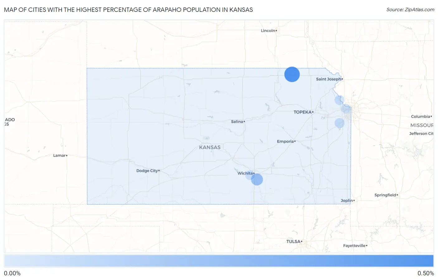 Cities with the Highest Percentage of Arapaho Population in Kansas Map