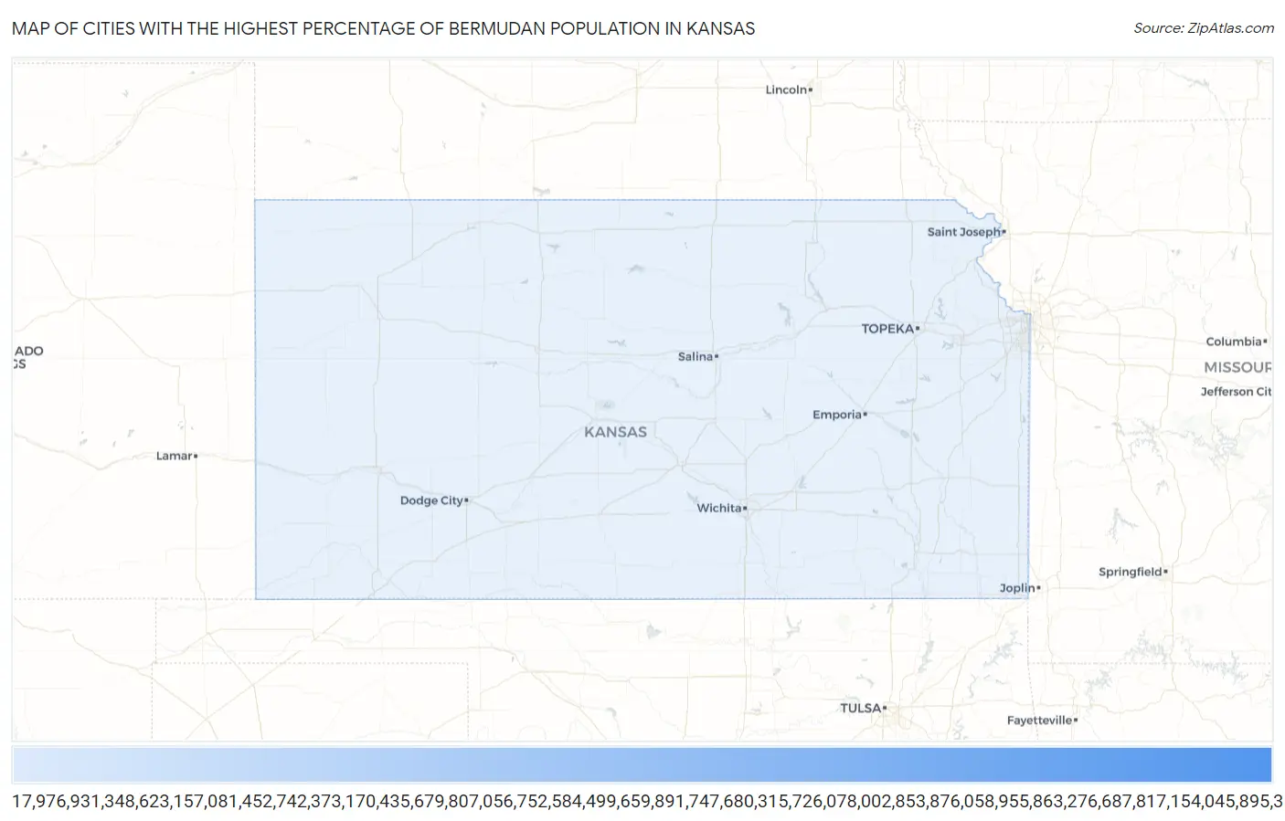 Cities with the Highest Percentage of Bermudan Population in Kansas Map