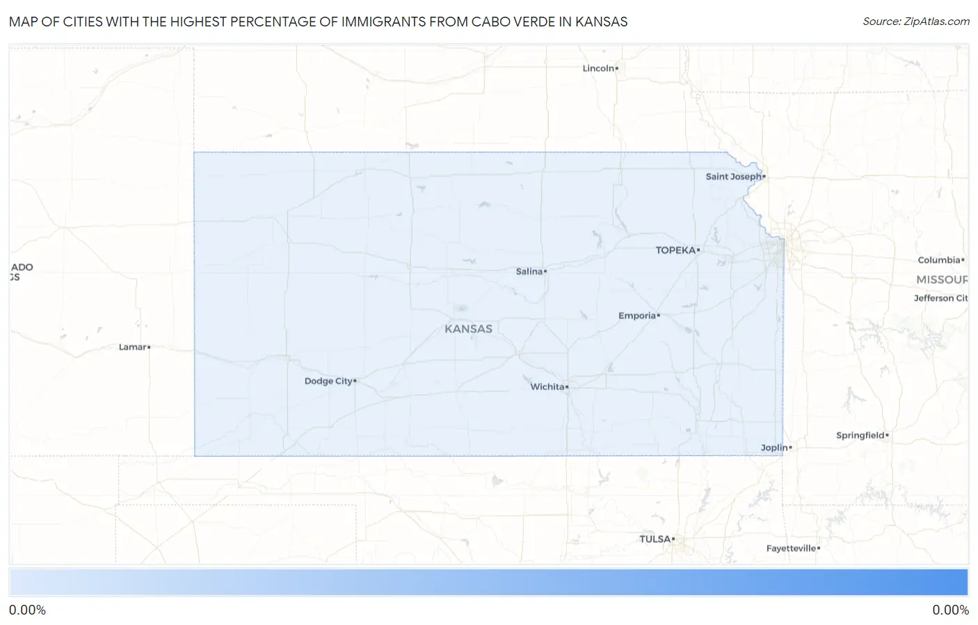 Cities with the Highest Percentage of Immigrants from Cabo Verde in Kansas Map