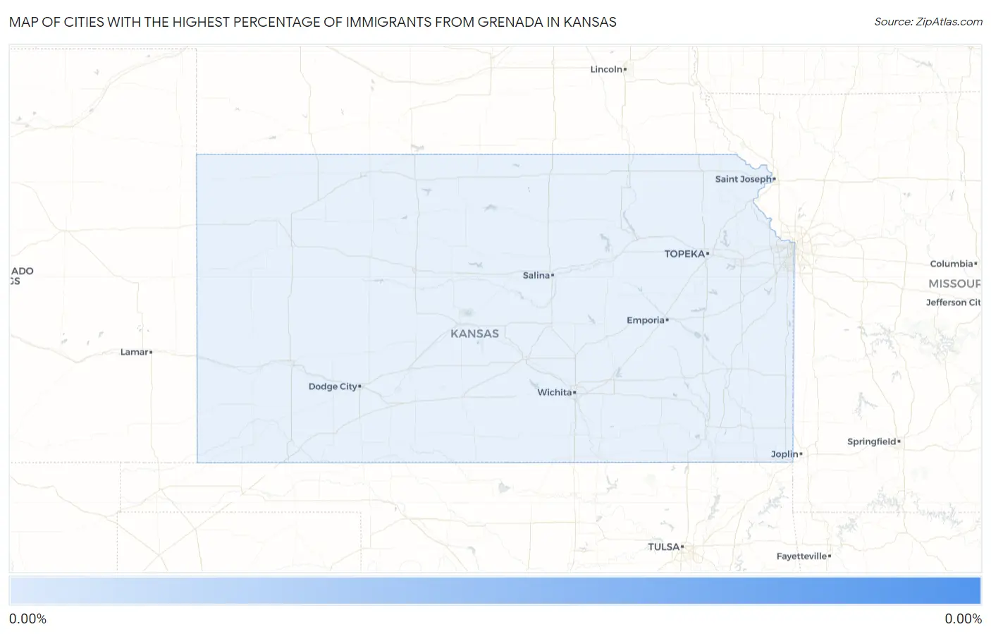 Cities with the Highest Percentage of Immigrants from Grenada in Kansas Map