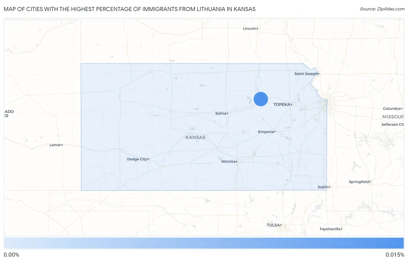 Cities with the Highest Percentage of Immigrants from Lithuania in Kansas Map