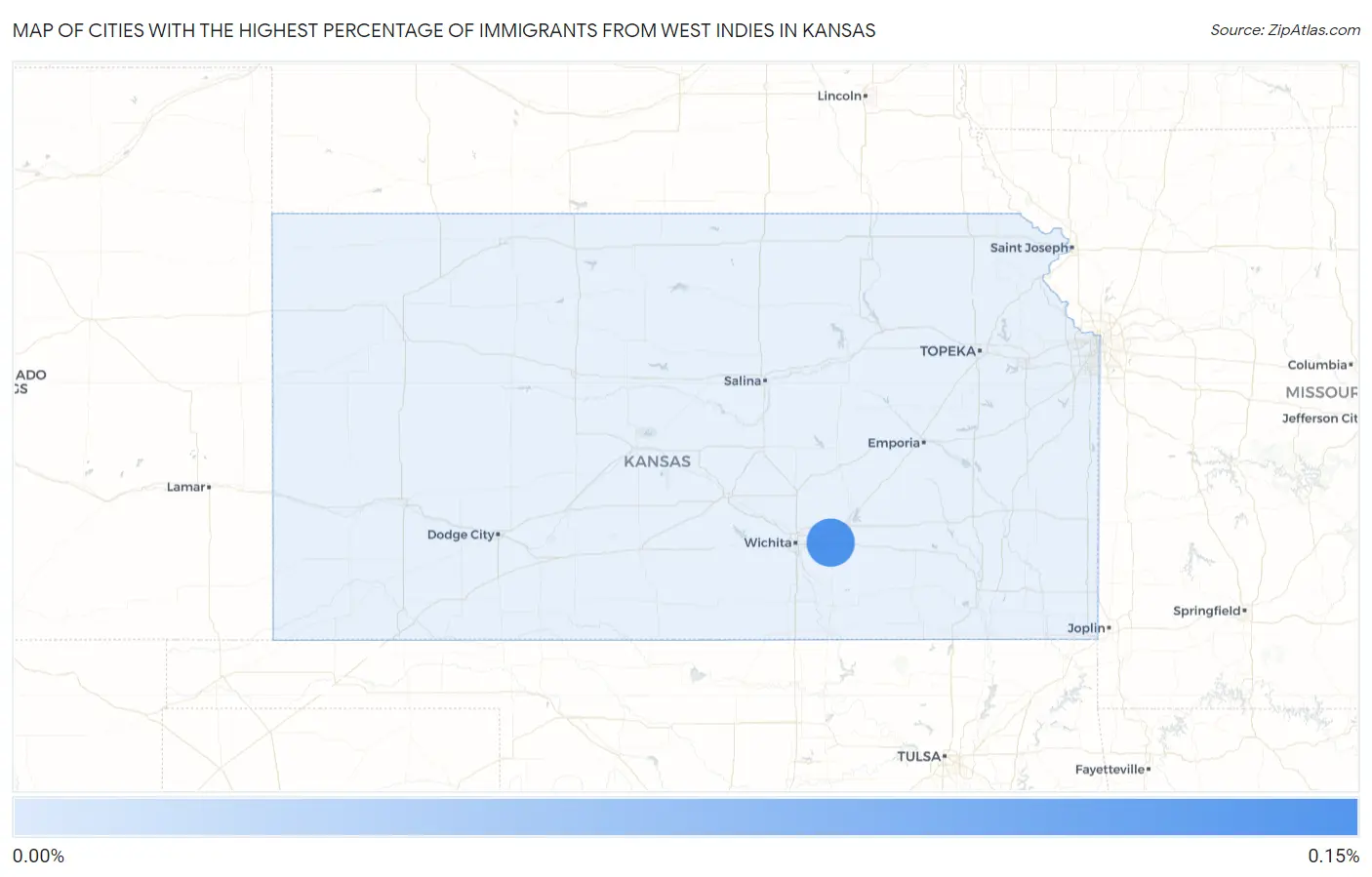 Cities with the Highest Percentage of Immigrants from West Indies in Kansas Map