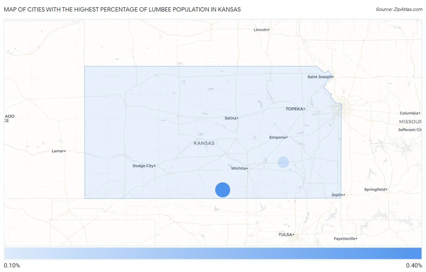 Cities with the Highest Percentage of Lumbee Population in Kansas Map