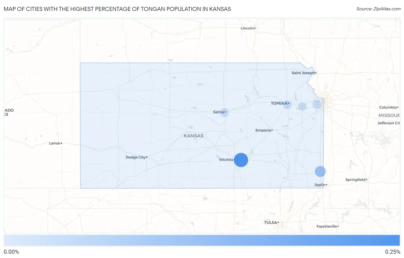 Cities with the Highest Percentage of Tongan Population in Kansas Map