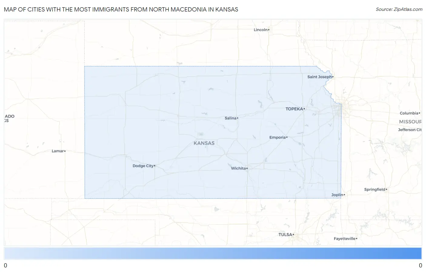 Cities with the Most Immigrants from North Macedonia in Kansas Map