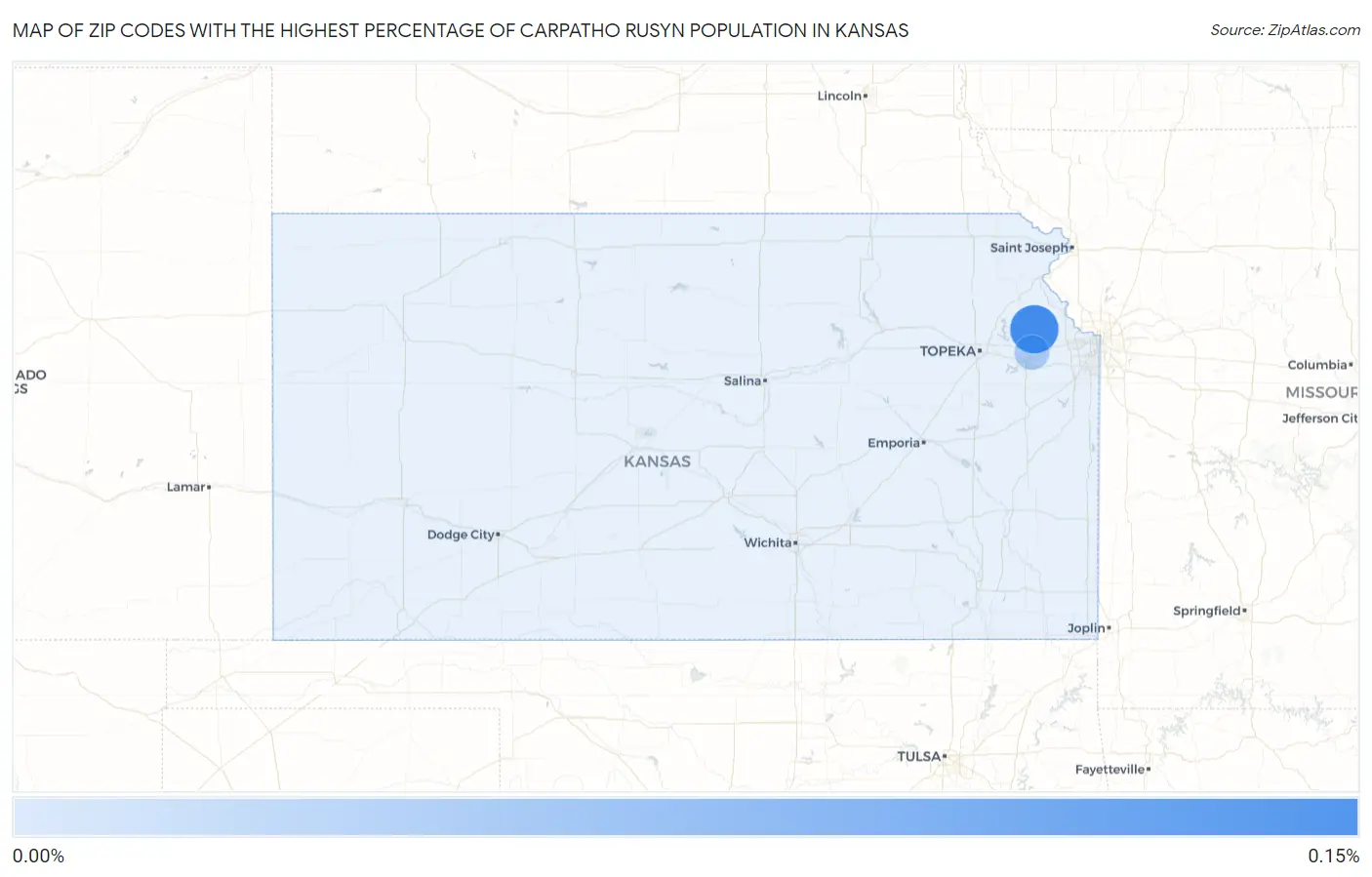 Zip Codes with the Highest Percentage of Carpatho Rusyn Population in Kansas Map