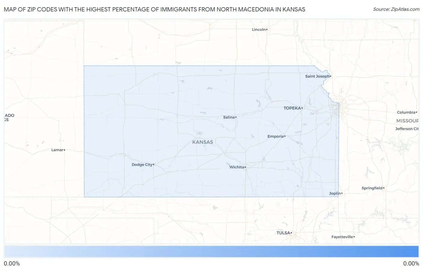 Zip Codes with the Highest Percentage of Immigrants from North Macedonia in Kansas Map
