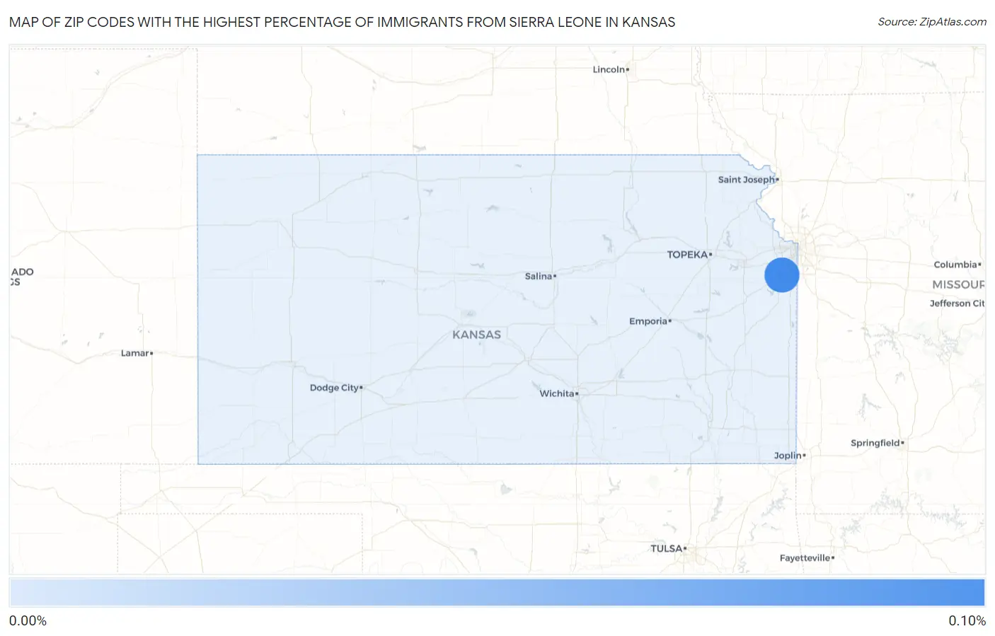 Zip Codes with the Highest Percentage of Immigrants from Sierra Leone in Kansas Map