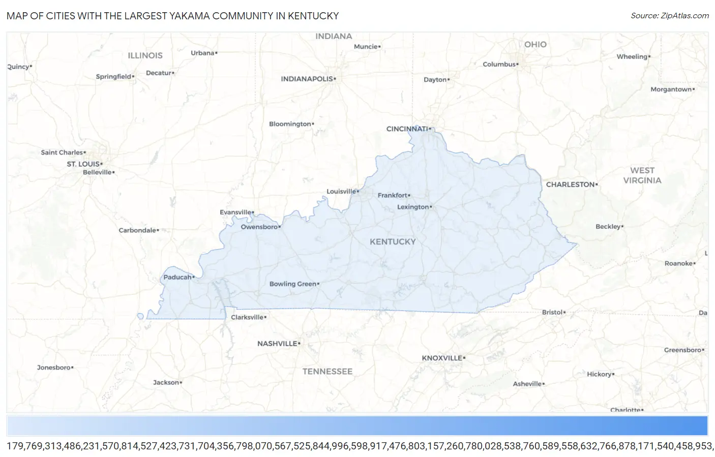 Cities with the Largest Yakama Community in Kentucky Map