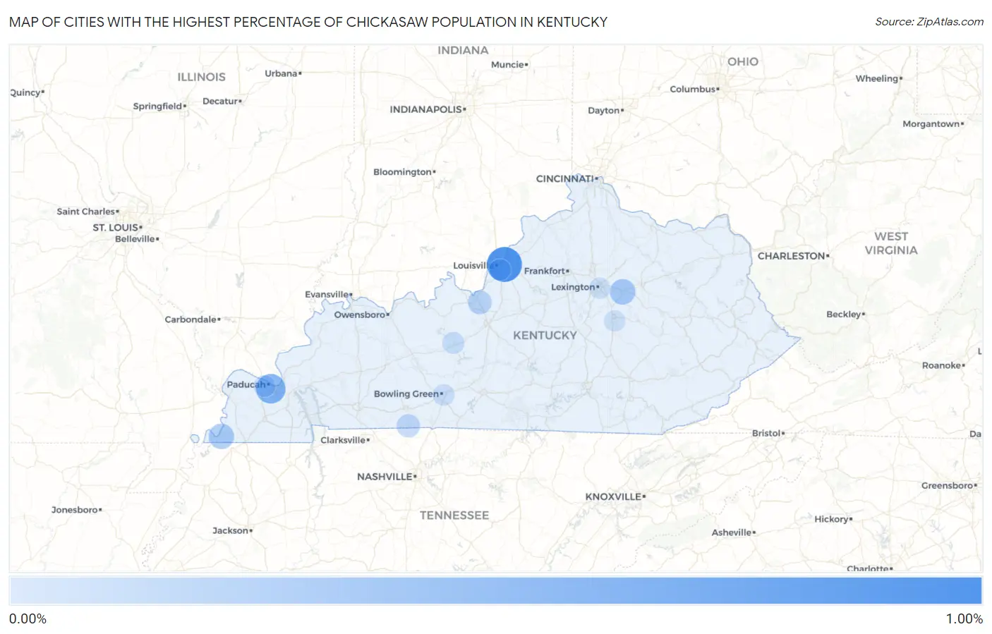 Cities with the Highest Percentage of Chickasaw Population in Kentucky Map