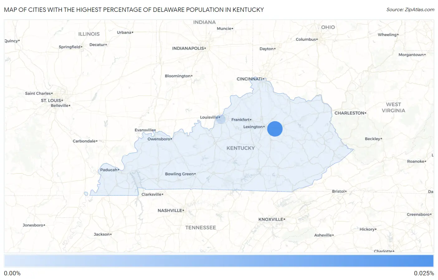 Cities with the Highest Percentage of Delaware Population in Kentucky Map