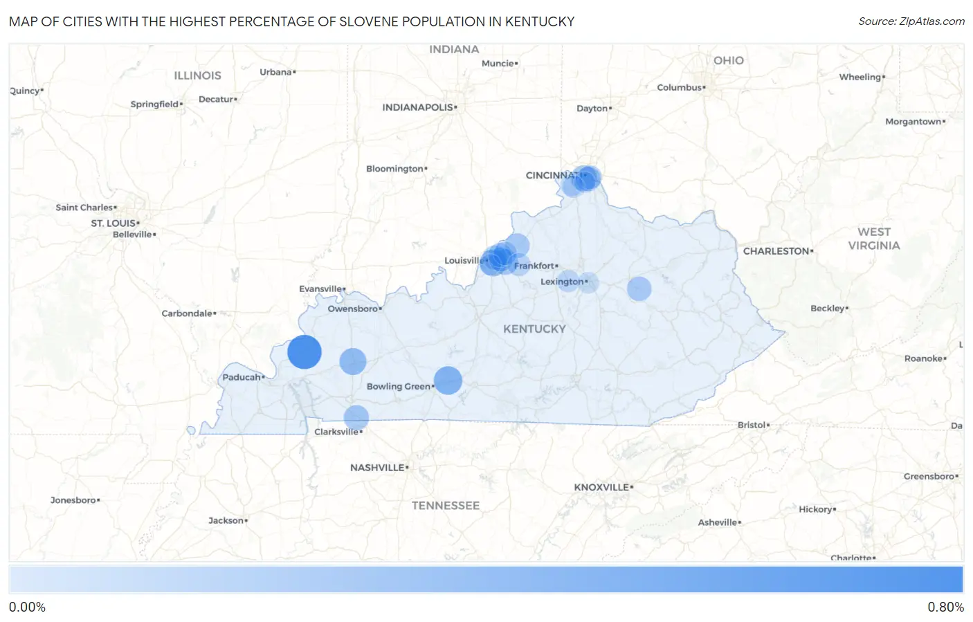 Cities with the Highest Percentage of Slovene Population in Kentucky Map