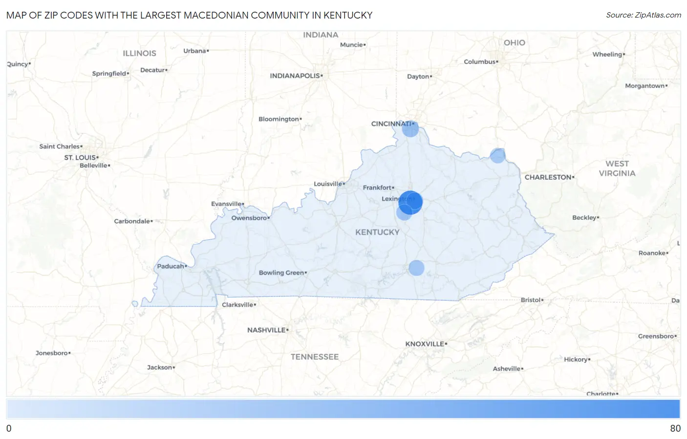 Zip Codes with the Largest Macedonian Community in Kentucky Map