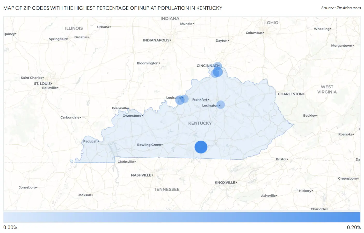 Zip Codes with the Highest Percentage of Inupiat Population in Kentucky Map