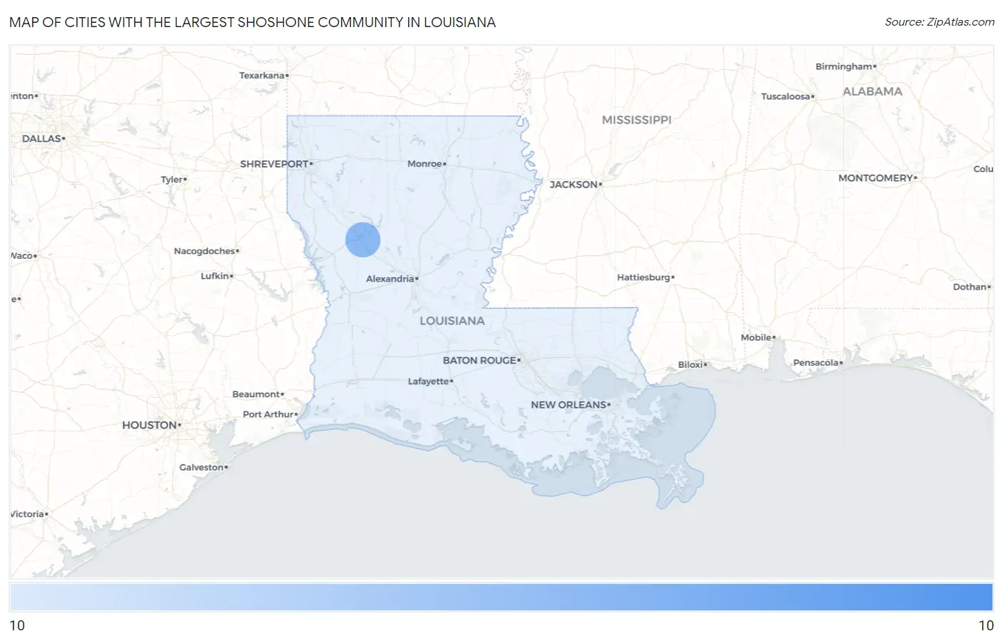 Cities with the Largest Shoshone Community in Louisiana Map