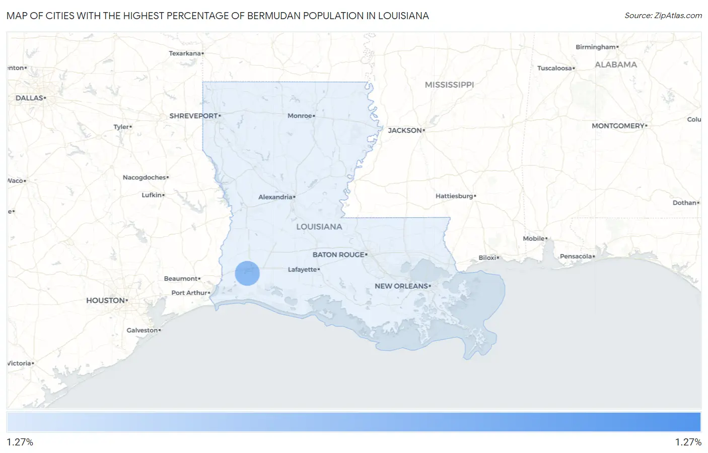 Cities with the Highest Percentage of Bermudan Population in Louisiana Map