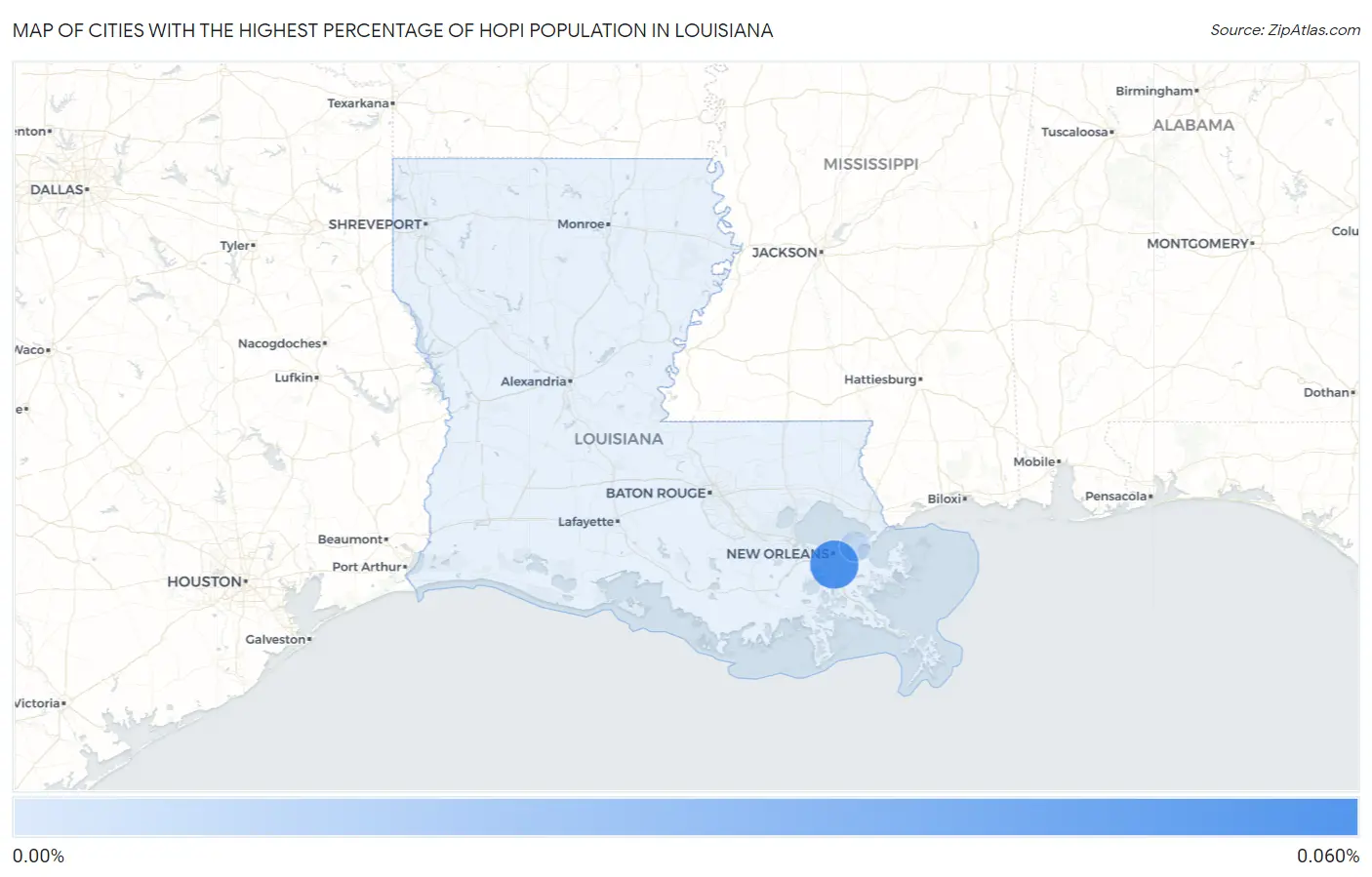 Cities with the Highest Percentage of Hopi Population in Louisiana Map