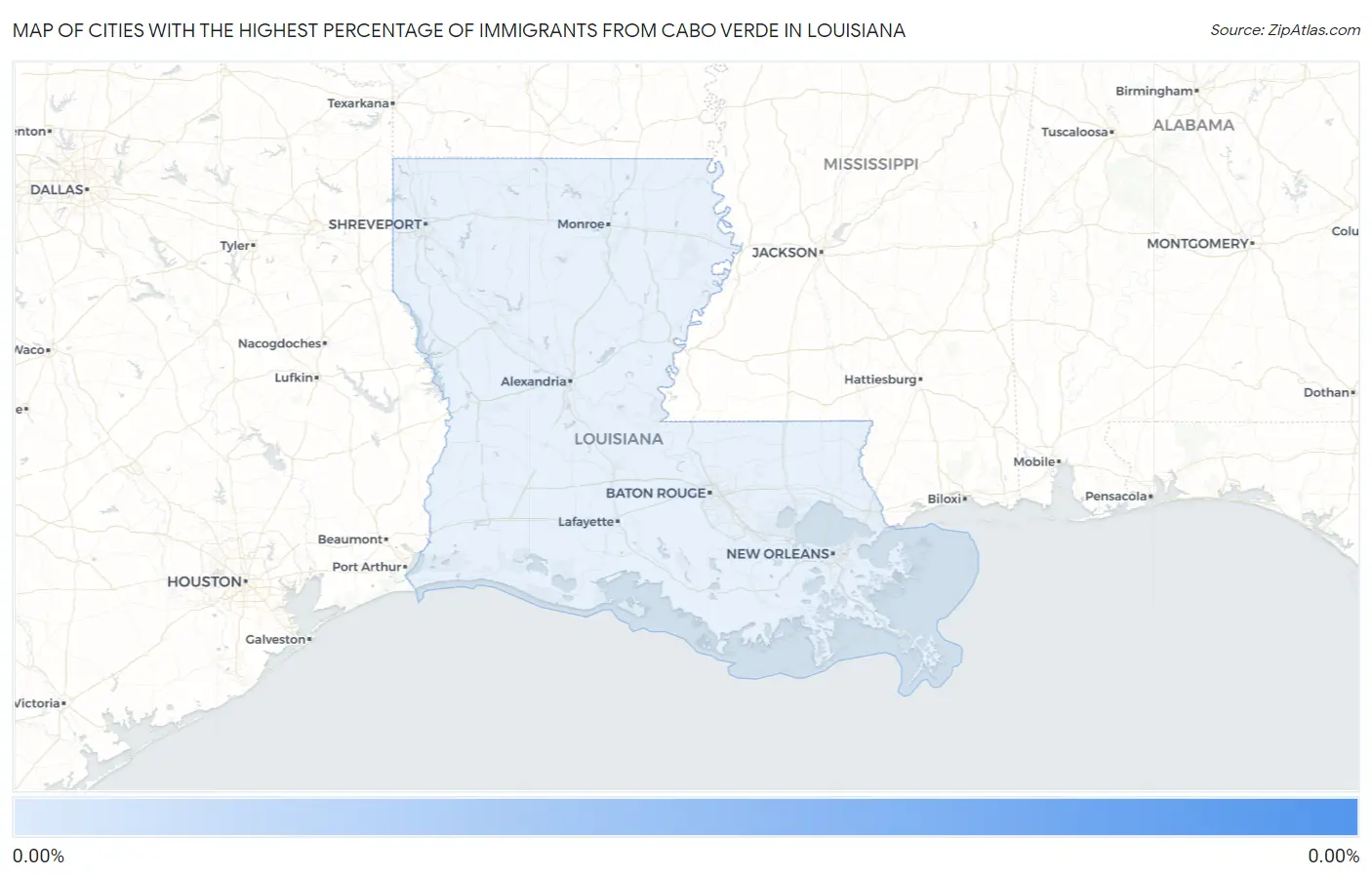 Cities with the Highest Percentage of Immigrants from Cabo Verde in Louisiana Map