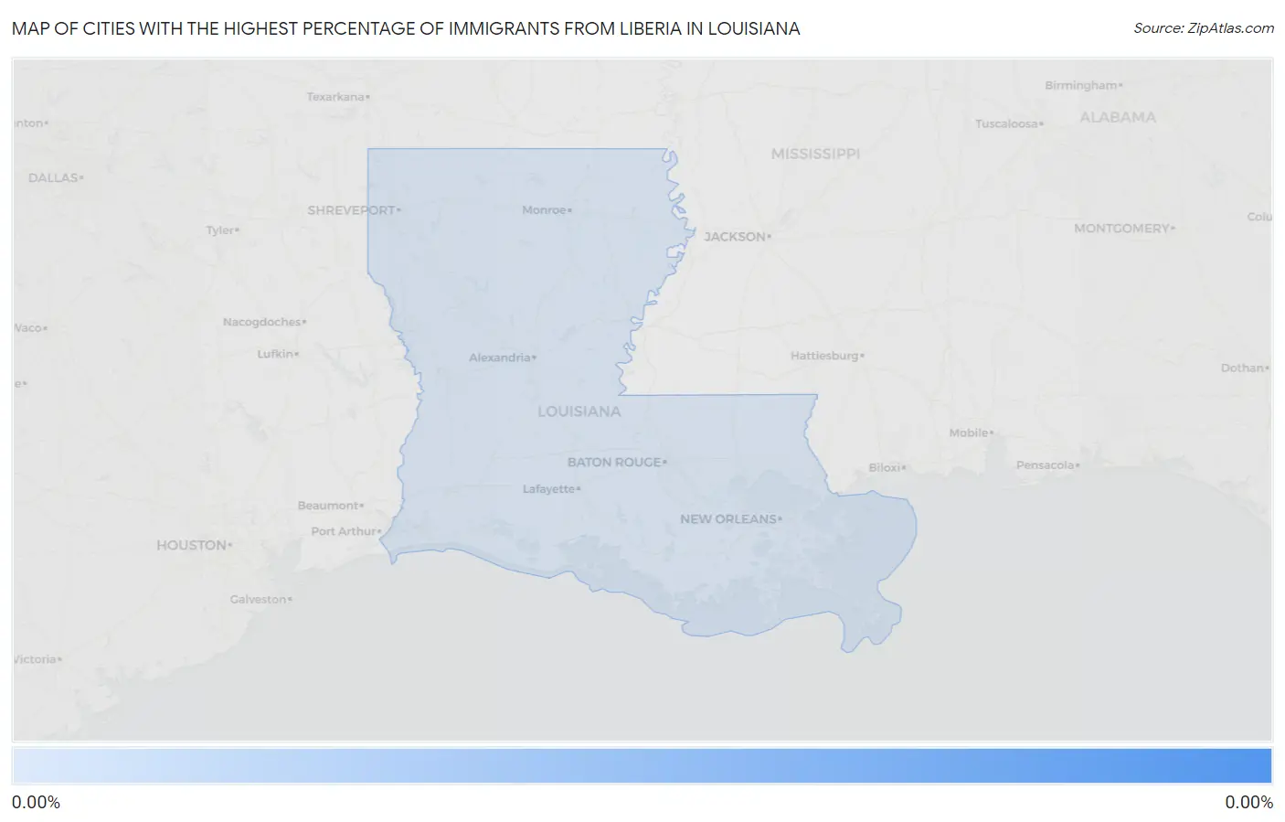 Cities with the Highest Percentage of Immigrants from Liberia in Louisiana Map
