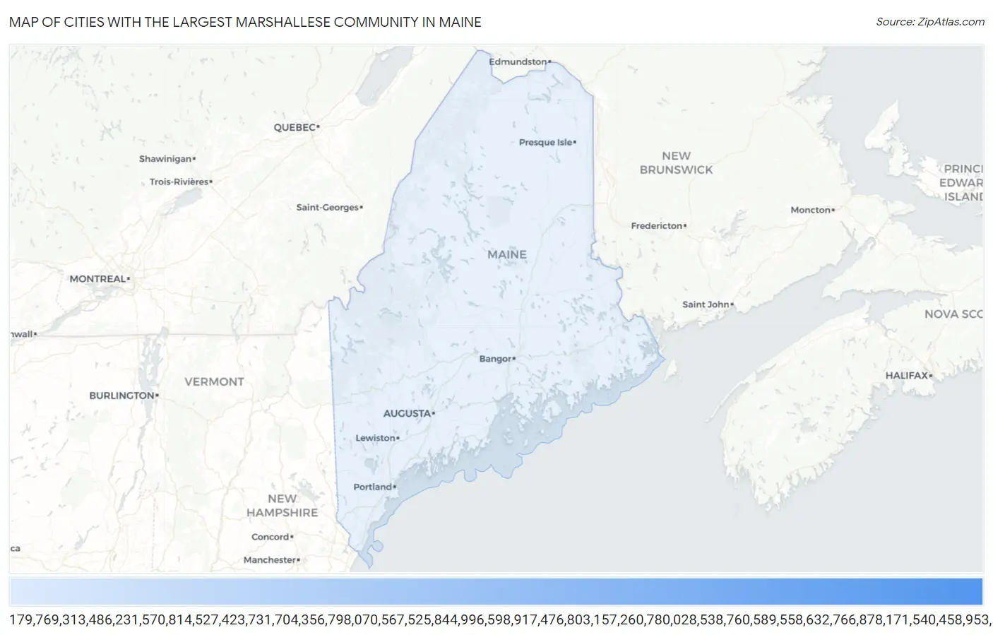 Cities with the Largest Marshallese Community in Maine Map