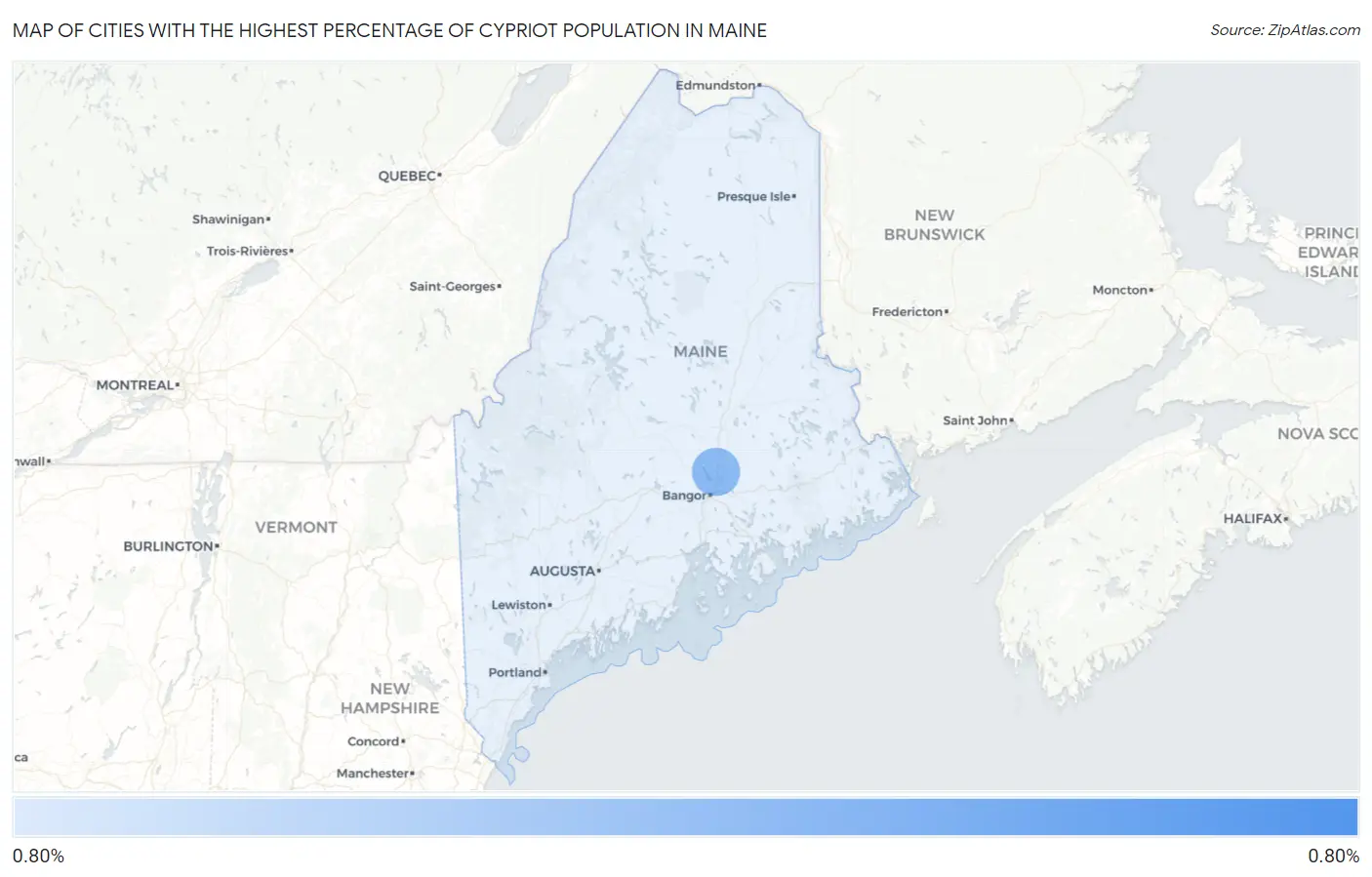 Cities with the Highest Percentage of Cypriot Population in Maine Map
