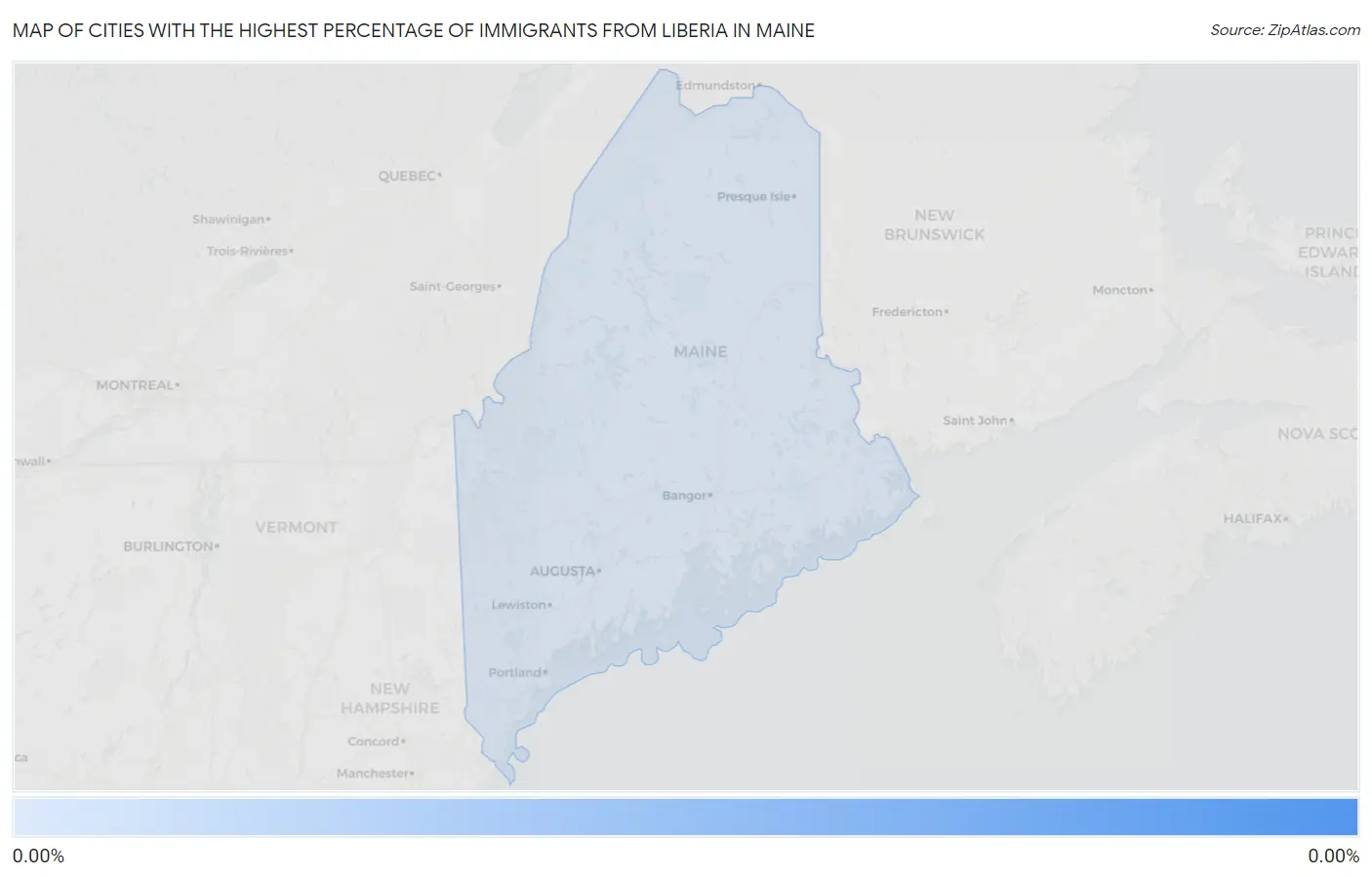 Cities with the Highest Percentage of Immigrants from Liberia in Maine Map