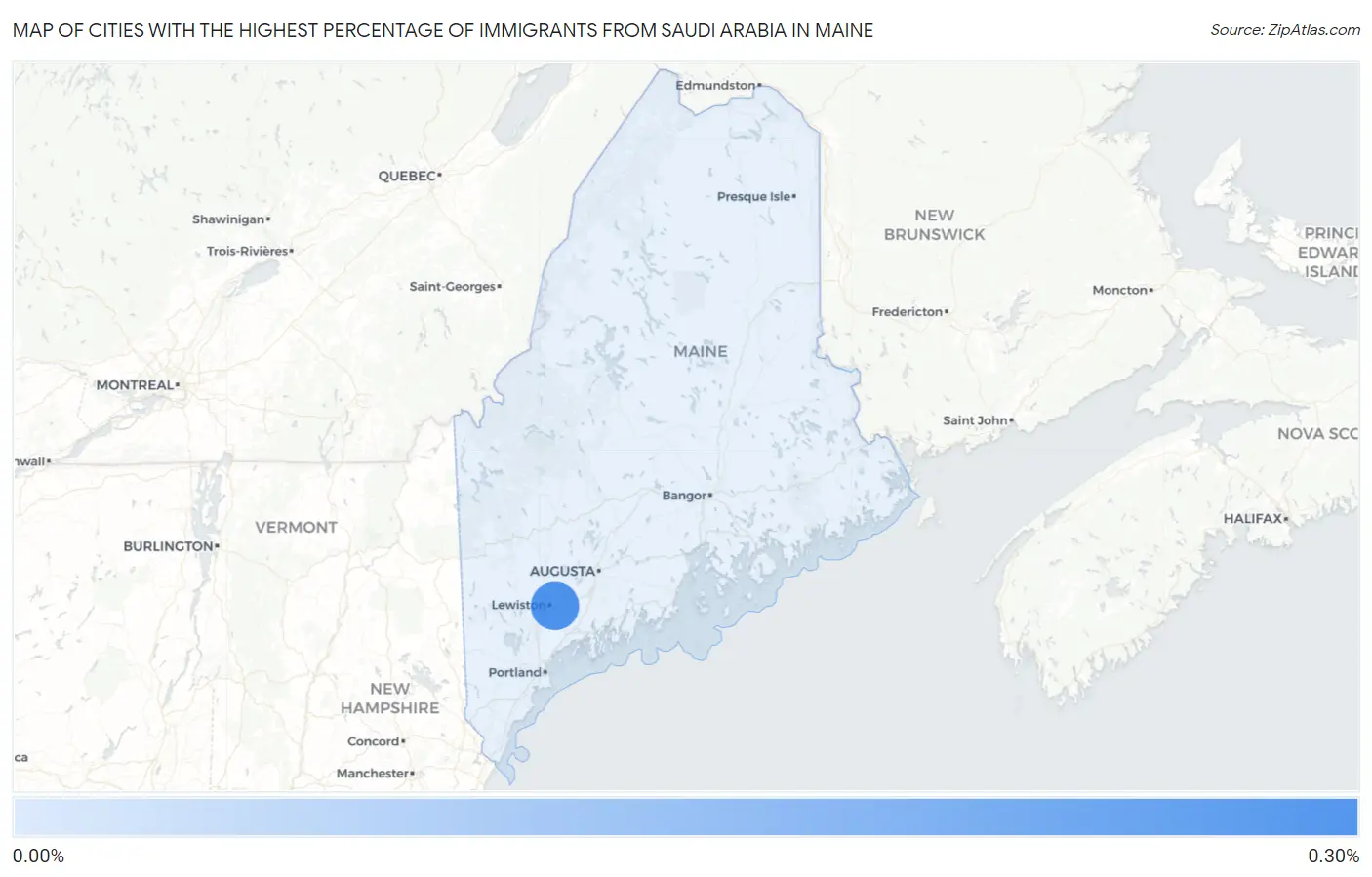 Cities with the Highest Percentage of Immigrants from Saudi Arabia in Maine Map