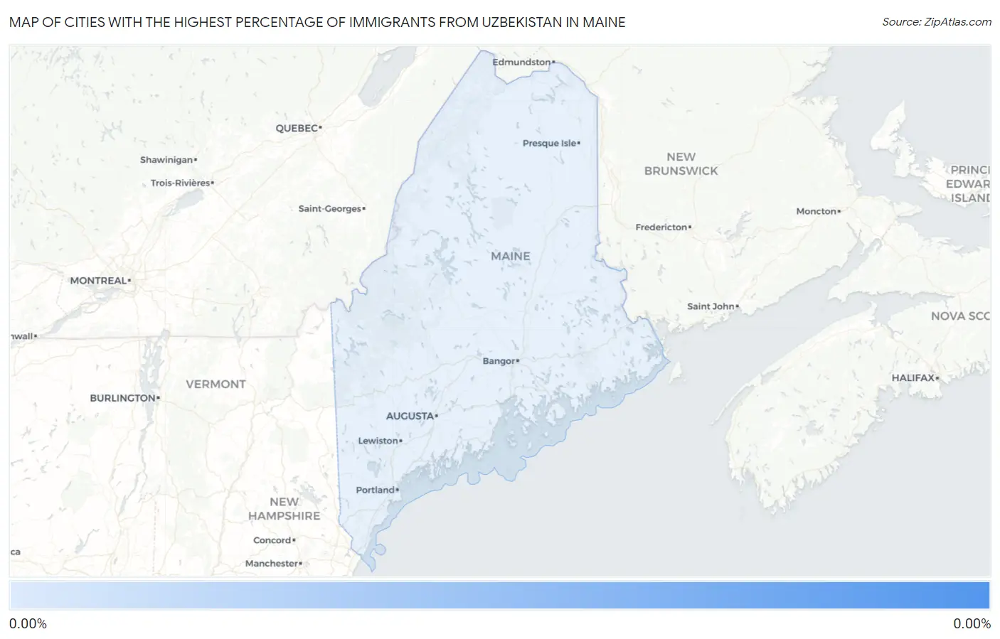 Cities with the Highest Percentage of Immigrants from Uzbekistan in Maine Map