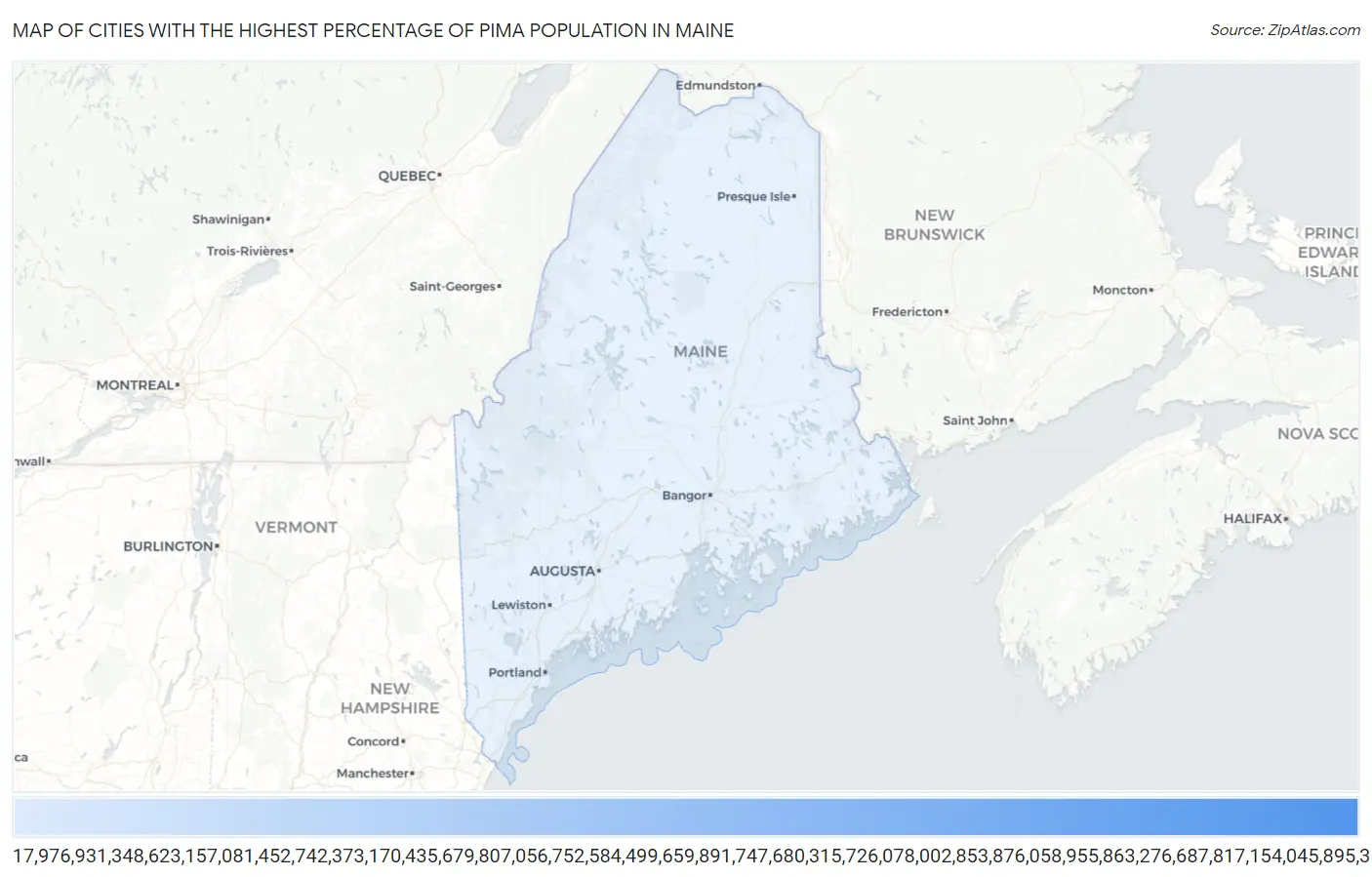 Cities with the Highest Percentage of Pima Population in Maine Map