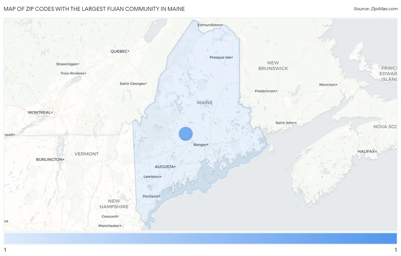Zip Codes with the Largest Fijian Community in Maine Map