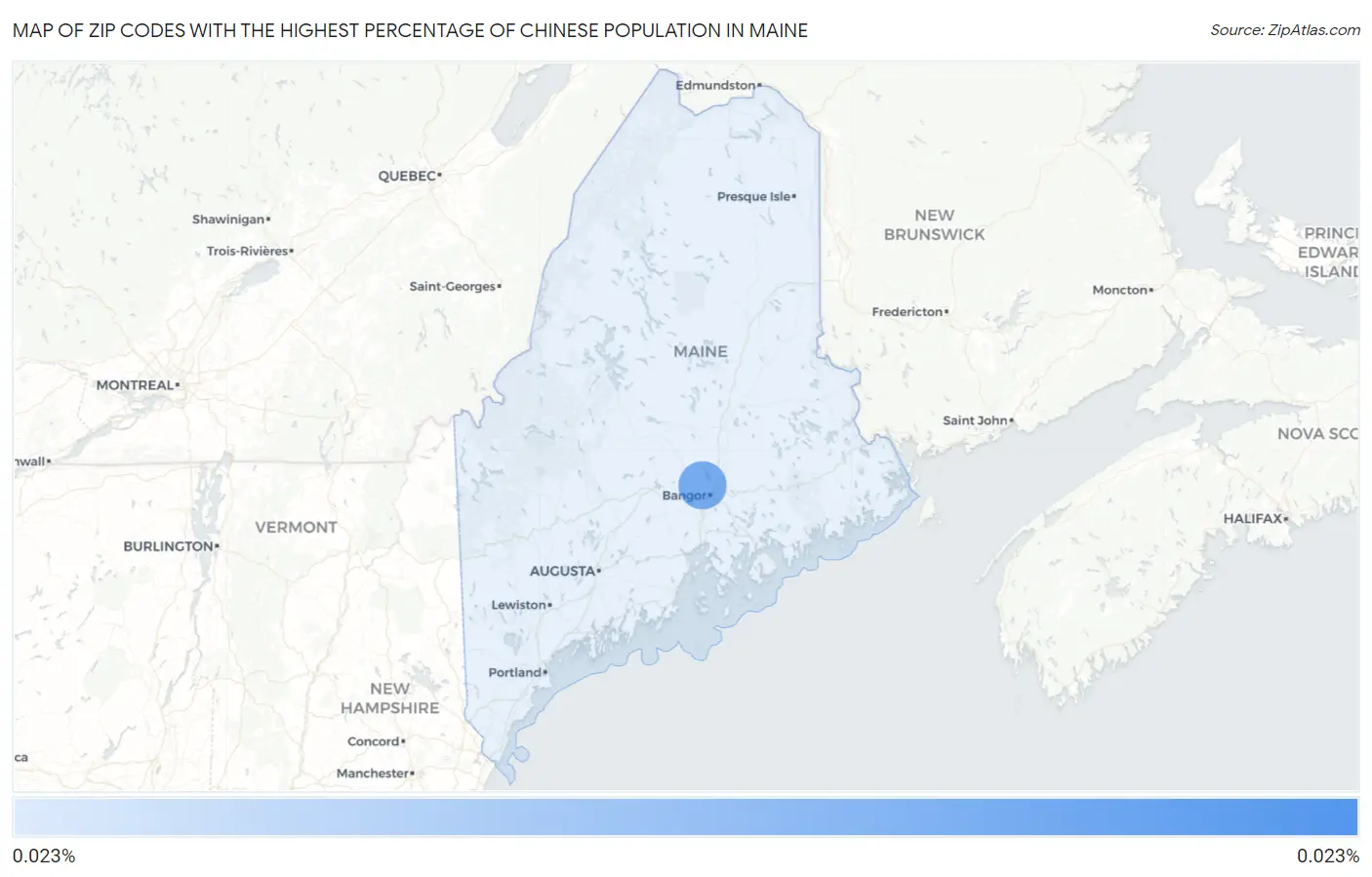 Zip Codes with the Highest Percentage of Chinese Population in Maine Map