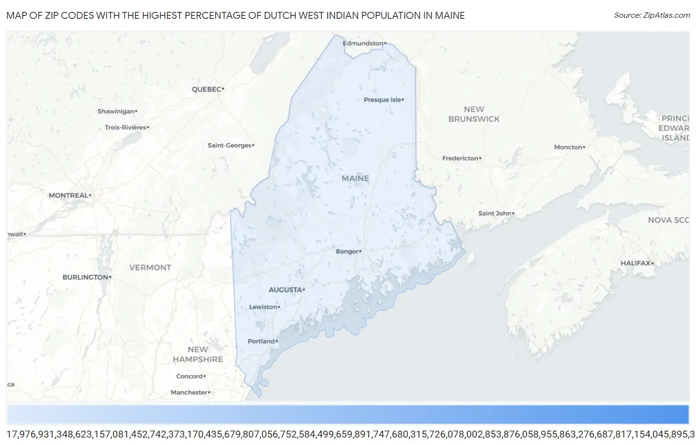 Zip Codes with the Highest Percentage of Dutch West Indian Population in Maine Map