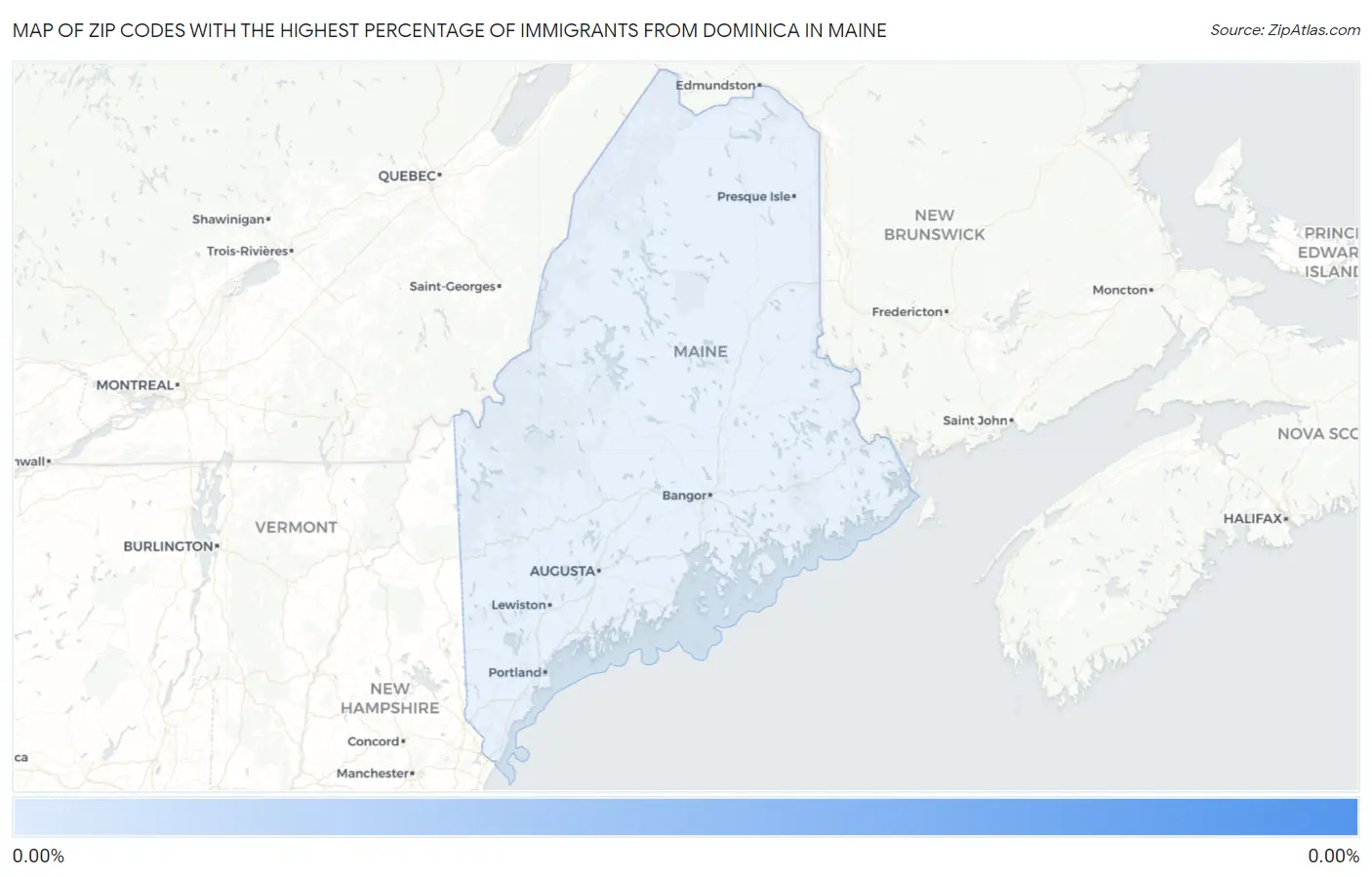Zip Codes with the Highest Percentage of Immigrants from Dominica in Maine Map